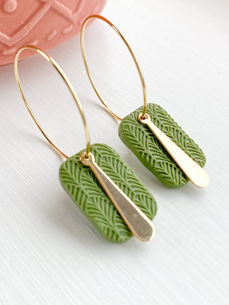 The Leslie in Olive Green on Gold Hoops